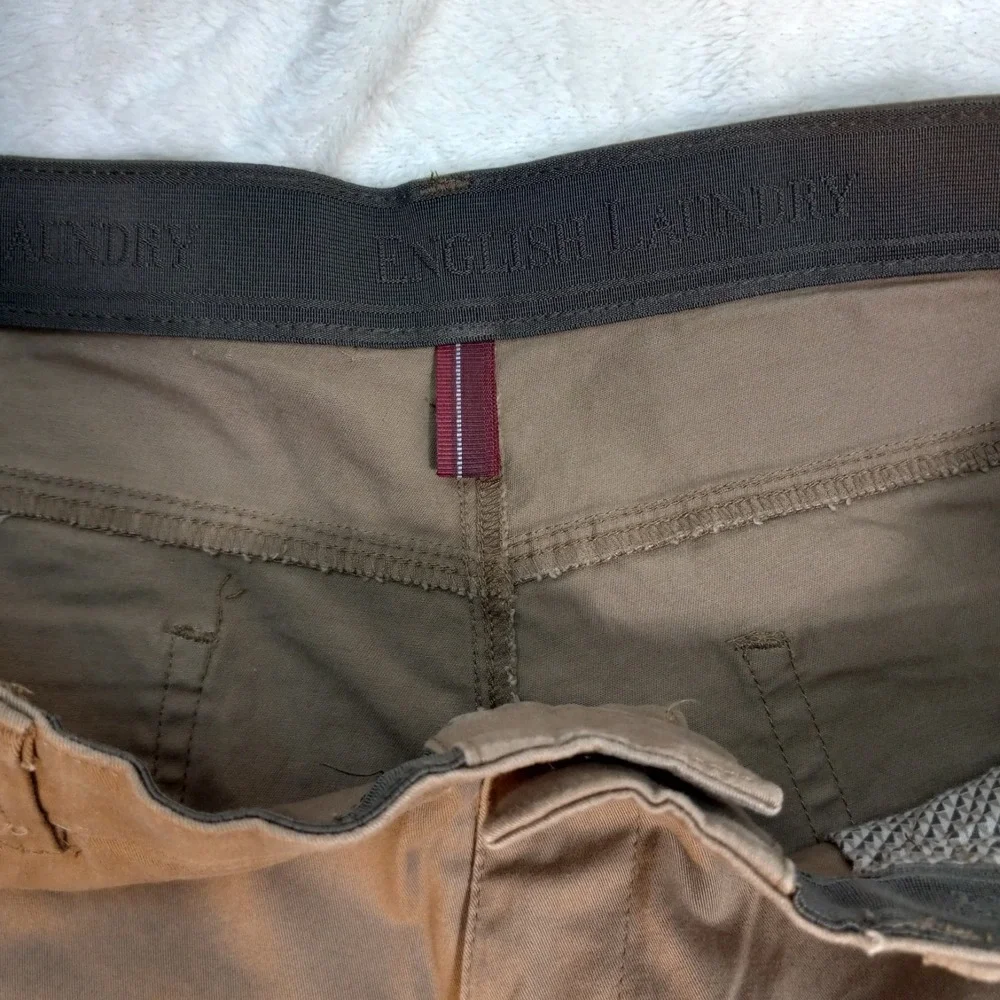 English laundry Men's 36 x 30 Brown Denim Jeans Hemmed Straight Leg cotton blend
